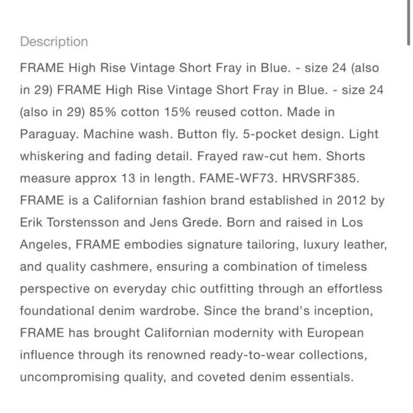 Frame High Rise Vintage Jeans Frays Northville Rips Size 28 - Picture 9 of 9